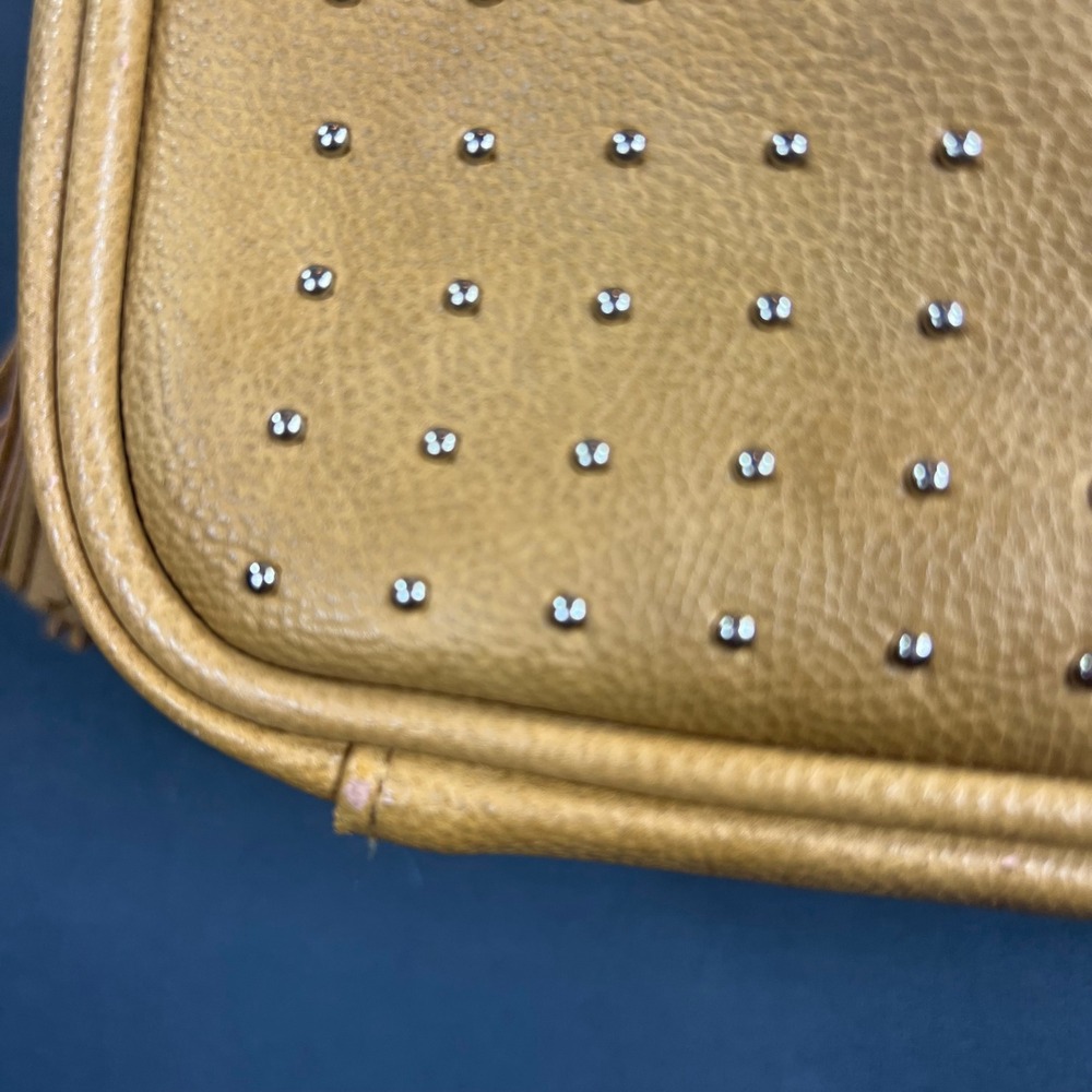 Itzy Ritzy Mustard Yellow Studded Crossbody Bag Tassel Camera Bag Gold Chain - Picture 5 of 16